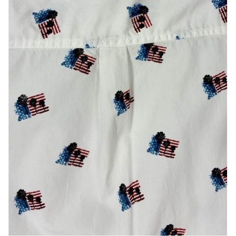 Free Planet Flag Print Button Up Shirt Small Americana Cotton‎ Summer Coastal - Picture 5 of 11